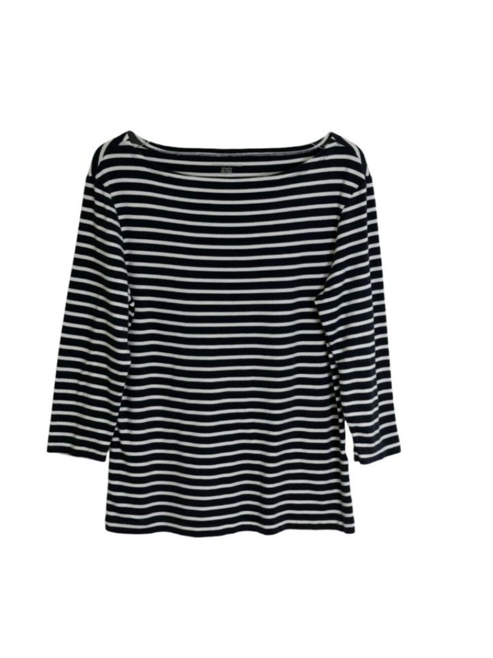 Amazon Essentials Striped Boat Neck Top XL Navy White 3/4 Sleeve Shirt
